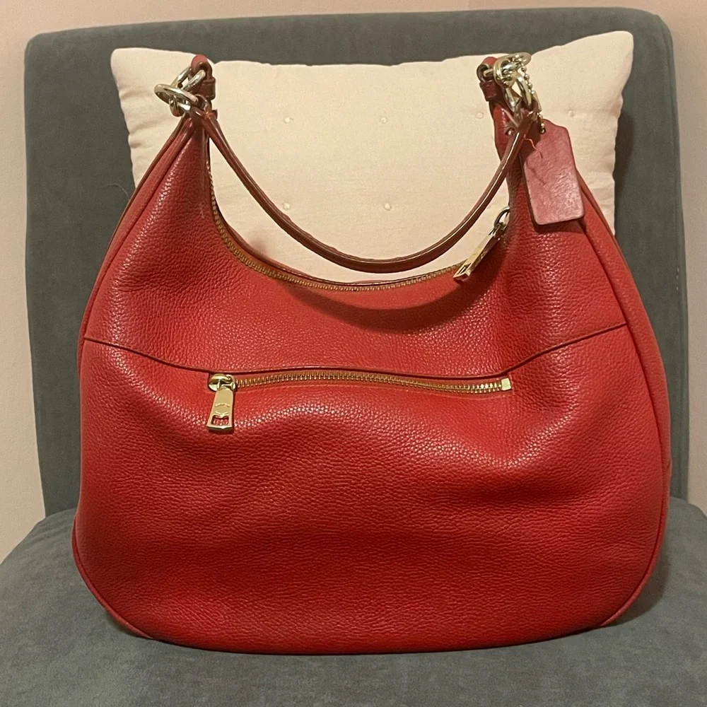 Coach Harley East West Hobo Large Red Hand Bag with Gold Hardware - Picture 3 of 11